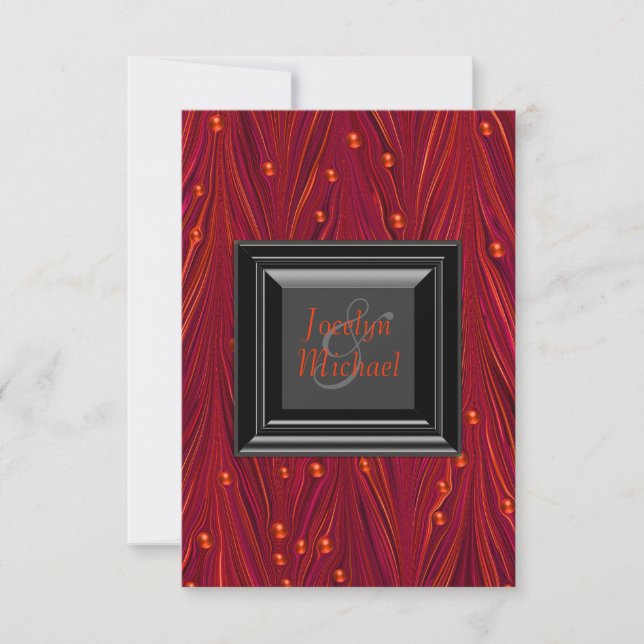 Cartes d'invitation de mariage élégantes rouges et (Devant)