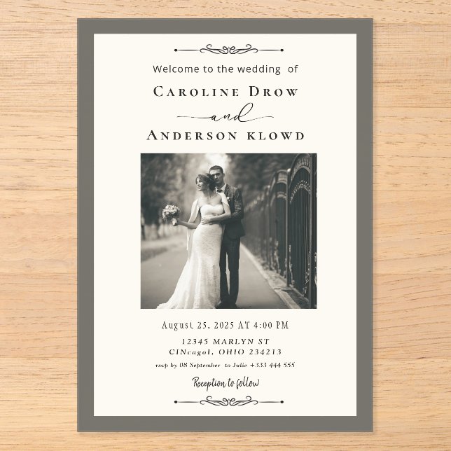 Cartes d'invitation de mariage en acrylique avec p (Recto)