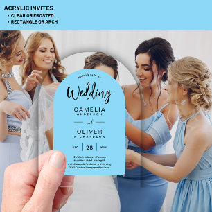 Cartes d'invitation de mariage en acrylique bleu c
