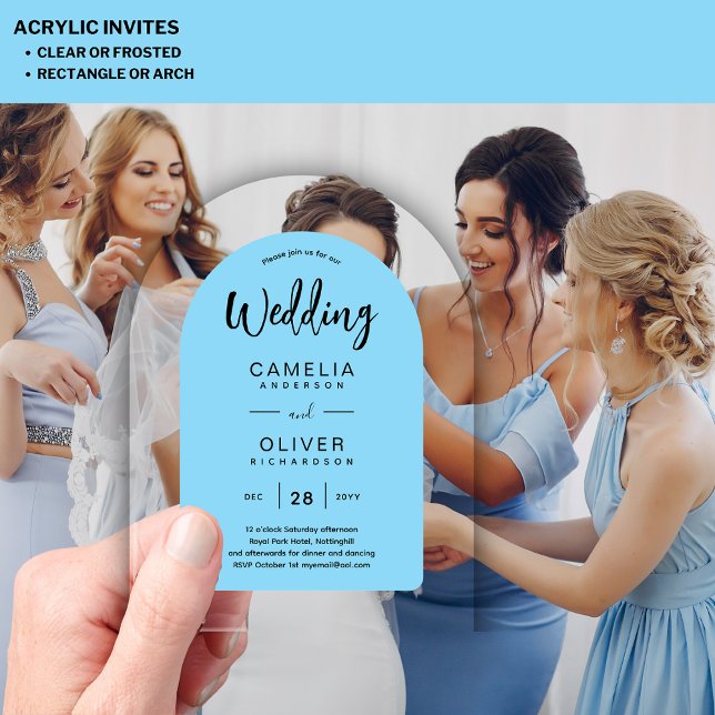 Cartes d'invitation de mariage en acrylique bleu c (Créateur téléchargé)
