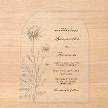 Cartes d'invitation de mariage en acrylique Bohème