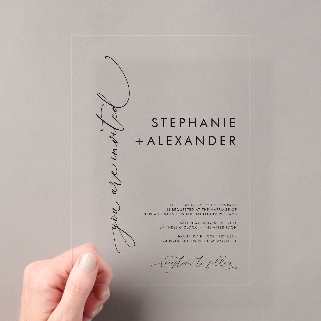 Cartes d'invitation de mariage en acrylique chic m (In situ (ordinateur de poche))