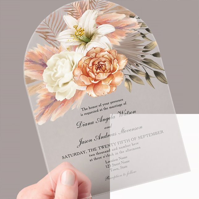 Cartes d'invitation de mariage en acrylique fleuri (Créateur téléchargé)