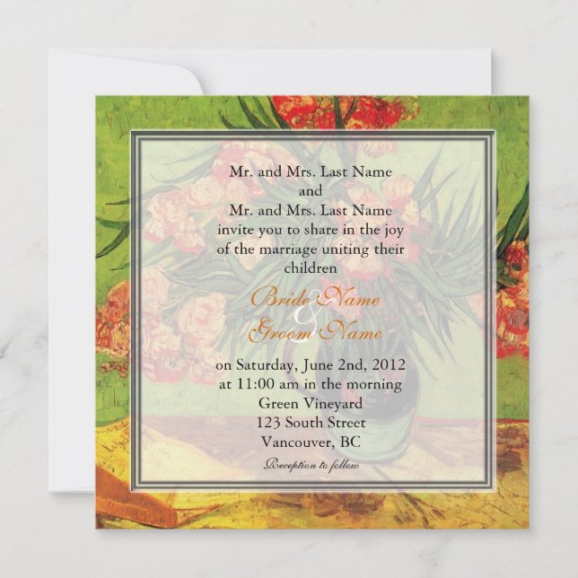 Cartes d'invitation de mariage en beaux-arts flora (Devant)