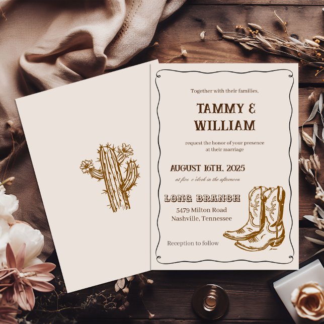 Cartes d'invitation de mariage en bottes country w (Créateur téléchargé)