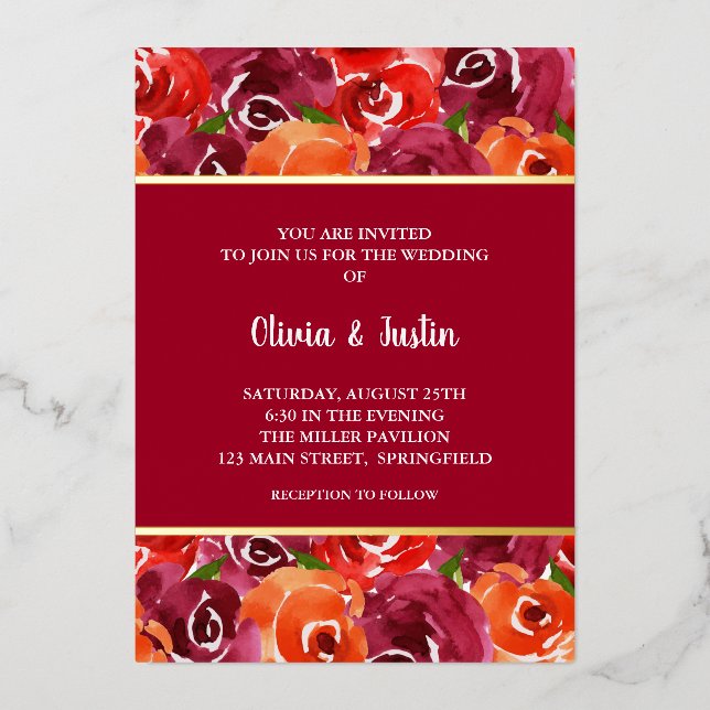 Cartes d'invitation de mariage en collage floral a (Recto)
