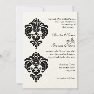 Cartes d'invitation de mariage en Damas noir