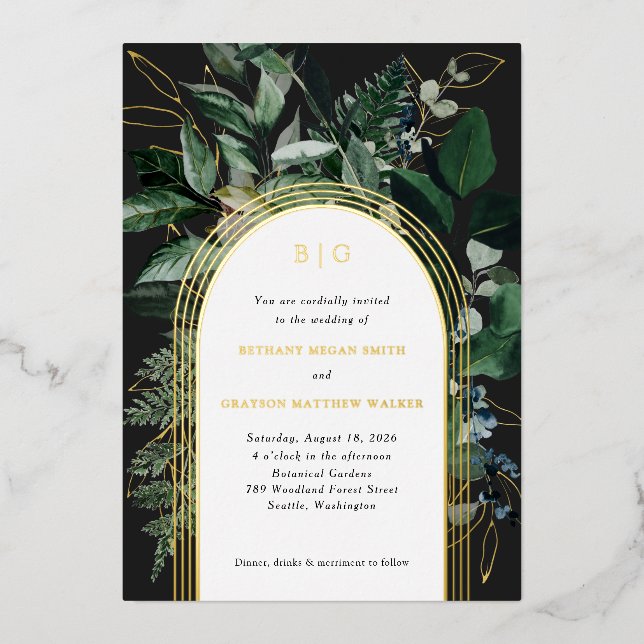 Cartes d'invitation de mariage en feuille d'alumin (Recto)