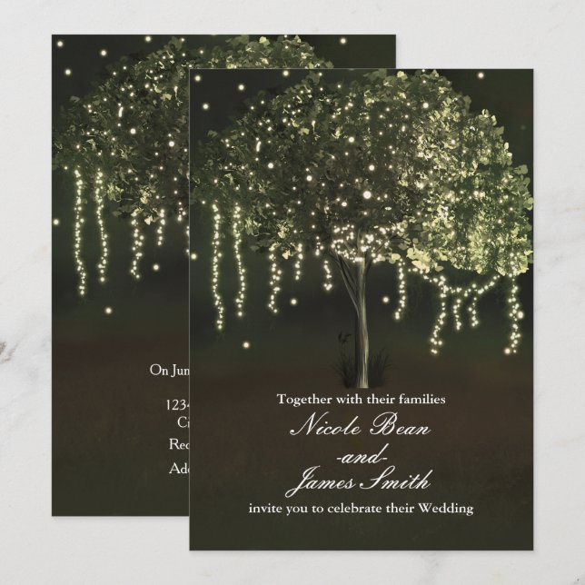 Cartes d'invitation de mariage en forme d'arbre ru (Devant / Derrière)