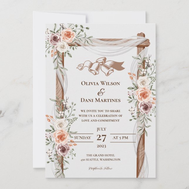 CARTES D'INVITATION DE MARIAGE EN LIGNE MODÈLE ave (Devant)