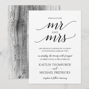 Cartes d'invitation de mariage en typographie de b
