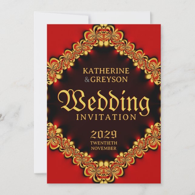 Cartes d'invitation de mariage Exotique Passion Ro (Devant)