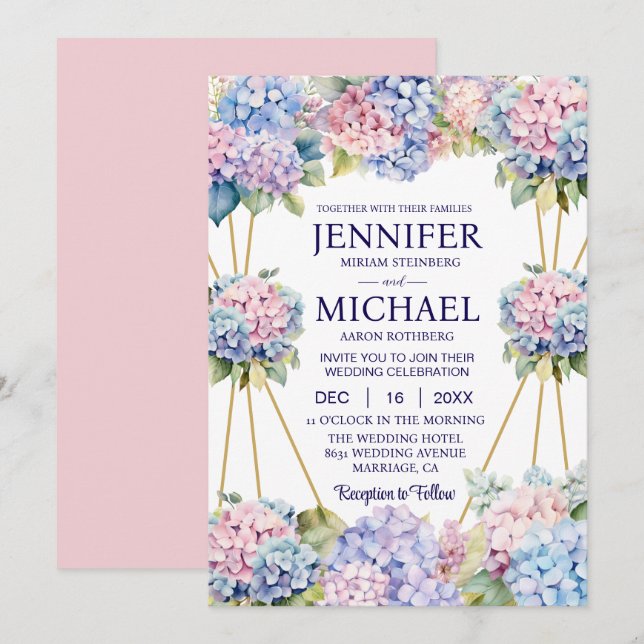 Cartes d'invitation de mariage Fleurs de printemps (Devant / Derrière)