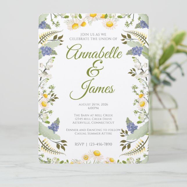 Cartes d'invitation de mariage Fleurs d'été (Debout devant)