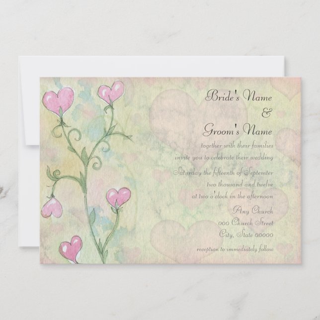 Cartes d'invitation de mariage fleurs en forme de  (Devant)