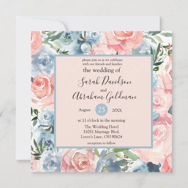 Cartes d'invitation de mariage - Floral Eucalyptus (Devant)