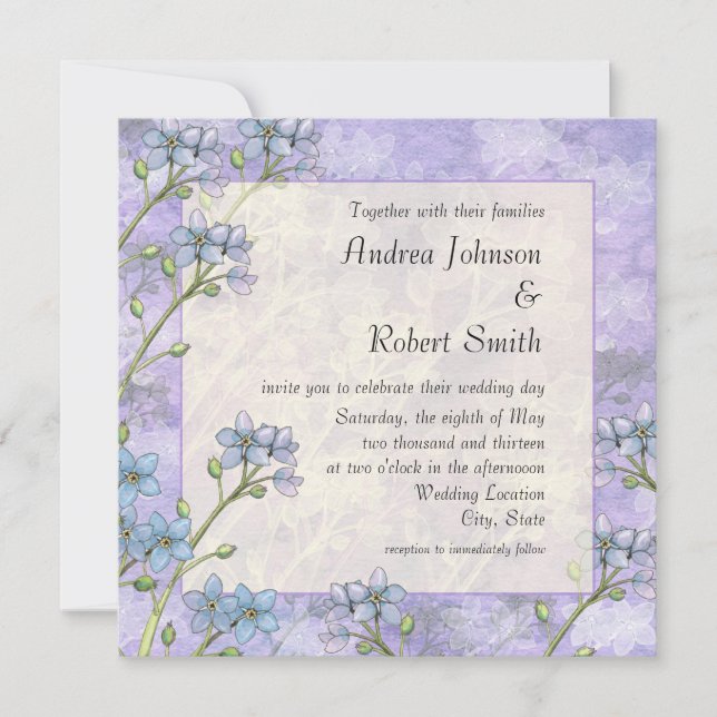Cartes d'invitation de mariage Floral Forget Me No (Devant)
