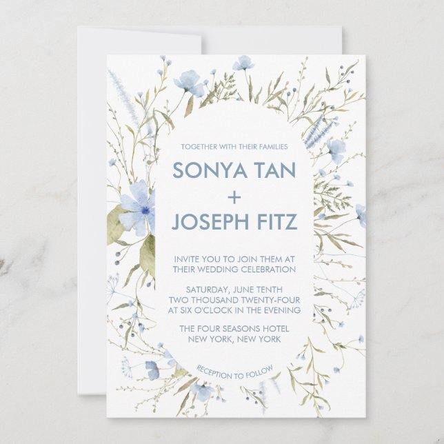Cartes d'invitation de mariage florales (Devant)