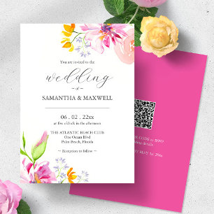 Cartes d'invitation de mariage florales à l'aquare
