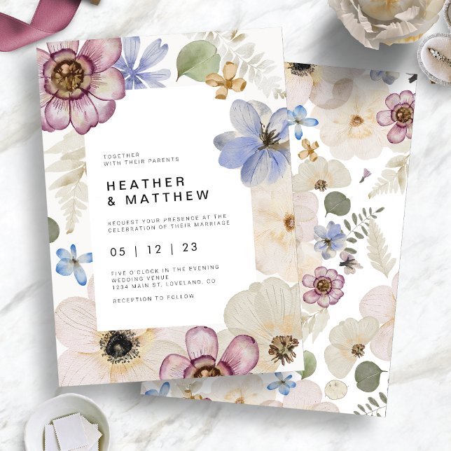 Cartes d'invitation de mariage florales boho de pr (Boho Spring Floral Wedding Invitations by Painted Paperie
)