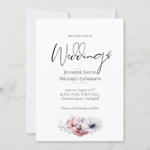 Cartes d'invitation de mariage florales corail ble