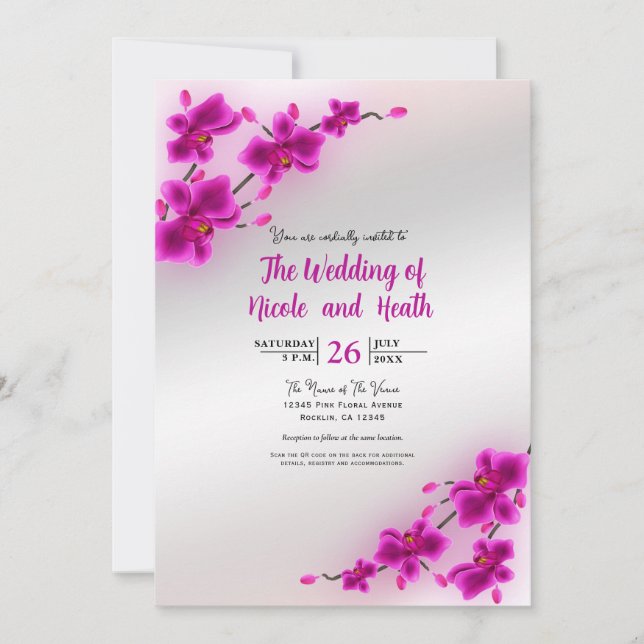 Cartes d'invitation de mariage florales élégantes  (Devant)