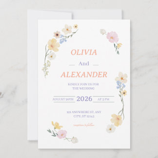 Cartes d'invitation de mariage florales Fleurs col