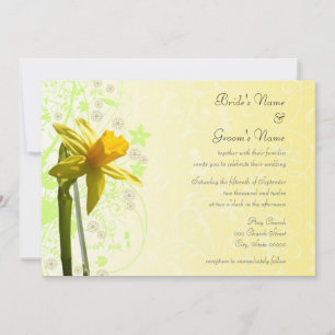 Cartes d'invitation de mariage florales jaune jonq