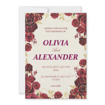Cartes d'invitation de mariage florales Luxe sombr