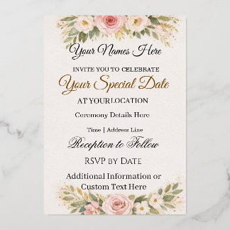 Cartes d'invitation de mariage florales personnali