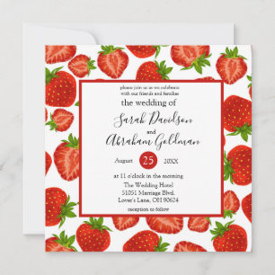Cartes d'invitation de mariage - Fraises Botanique