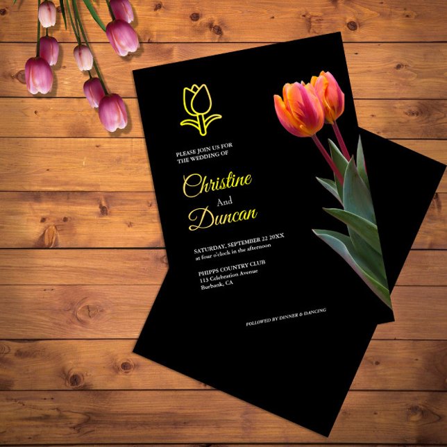Cartes d'invitation de mariage Gold Tulip (Créateur téléchargé)