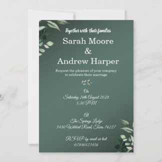 Cartes d'invitation de mariage Greenery recto-vers