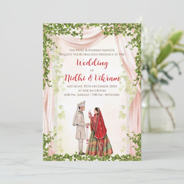 Cartes d'invitation de mariage hindou & cartes de  (Debout devant)