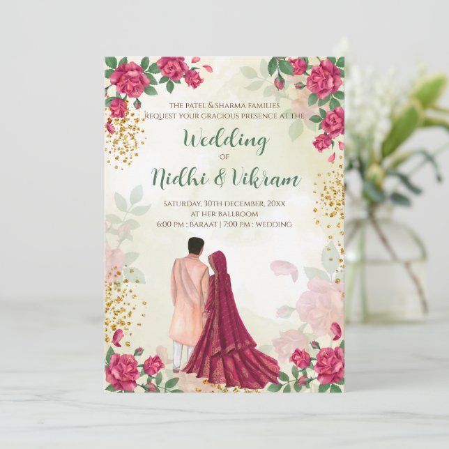 Cartes d'invitation de mariage hindou & invitation (Debout devant)