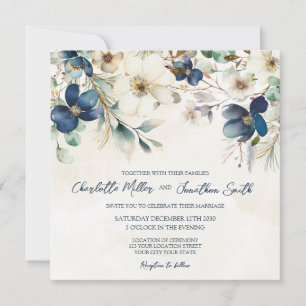 Cartes d'invitation de mariage hivernal florales b