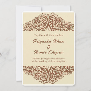 Cartes d'invitation de mariage indien henna