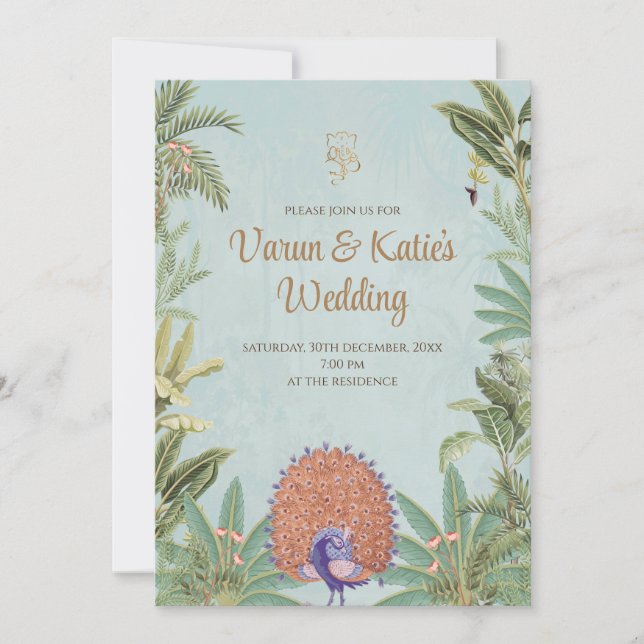 Cartes d'invitation de mariage indien numériques & (Devant)