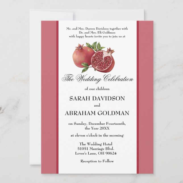 Cartes d'invitation de mariage juif traditionnelle (Devant)