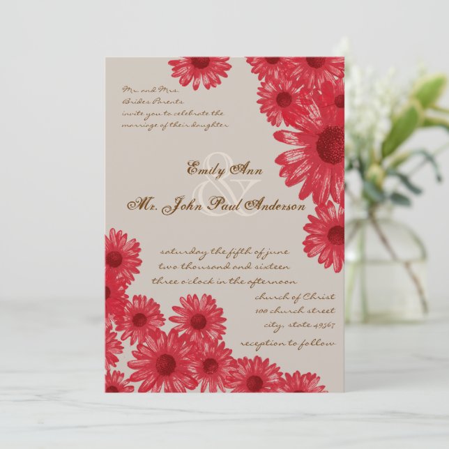 Cartes d'invitation de mariage Marguerite de Gerbe (Debout devant)