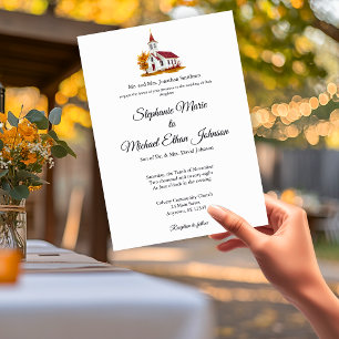 Cartes d'invitation de mariage minimalistes d'égli