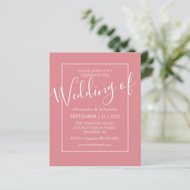 Cartes d'invitation de mariage minimalistes modern (Debout devant)