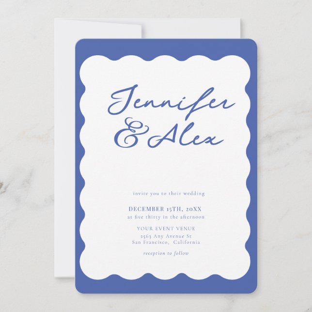 Cartes d'invitation de mariage minimalistes rétro  (Devant)