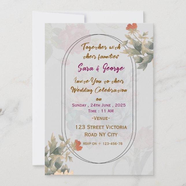Cartes d'invitation de mariage modernes  (Devant)