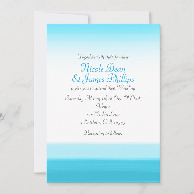 Cartes d'invitation de mariage modernes aquarelle  (Devant)