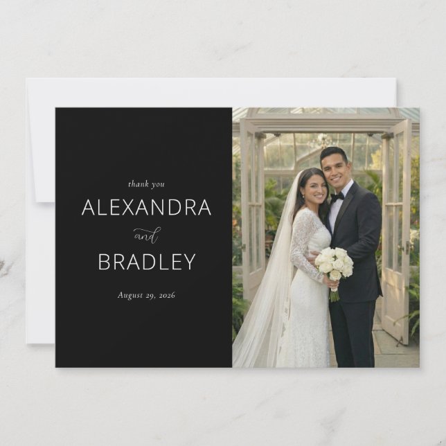 Cartes d'invitation de mariage noires élégantes (Devant)