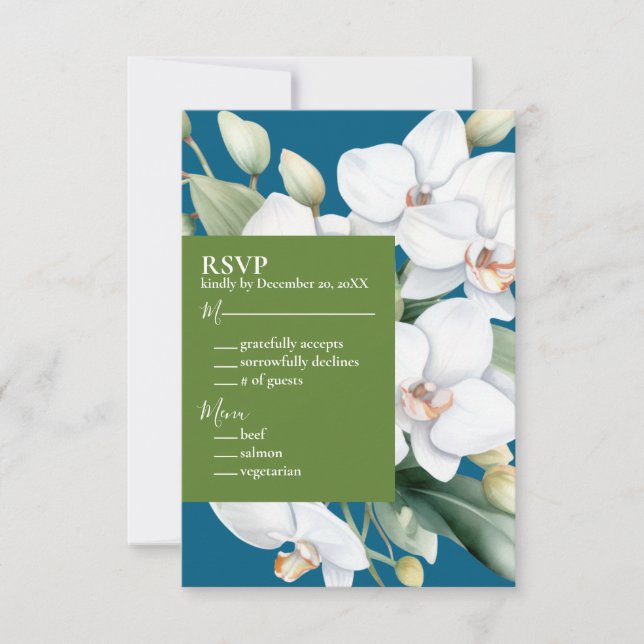 Cartes d'invitation de mariage Océan Bleu Orchidée (Devant)