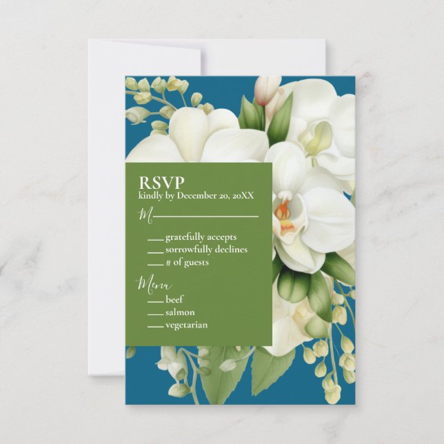 Cartes d'invitation de mariage Océan Bleu Orchidée (Devant)