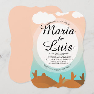 Cartes d'invitation de mariage ombres de cactus Le