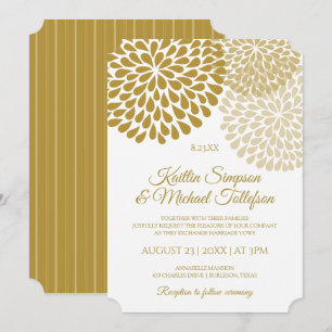 Cartes d'invitation de mariage Or & Champagne Fl